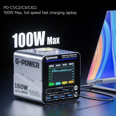 Мережевий зарядний пристрій Mechanic G-Power, 160 Вт, Quick Charge, Power Delivery (PD), 8 портів Прев'ю 4