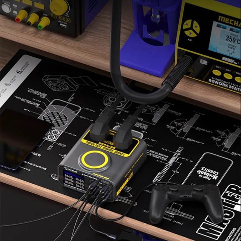 Мережевий зарядний пристрій Mechanic S-Power Pro, 135 Вт, Wireless Charge, Quick Charge, Power Delivery (PD), з розеткою, 6 портів, GaN Прев'ю 3