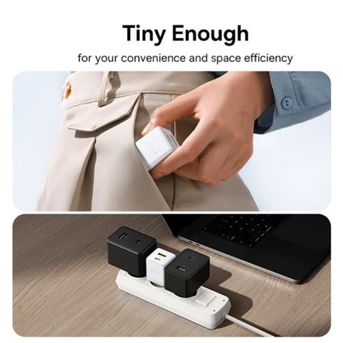 Сетевое зарядное устройство Baseus Palm, 20 Вт, Fast Charge, белый, 2 порта, #P10111608213-00 Превью 2